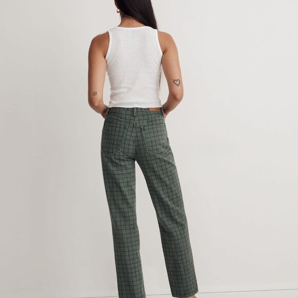 NWoT Madewell The Perfect Vintage Straight Jean Windowpane Plaideans Green - Picture 6 of 14